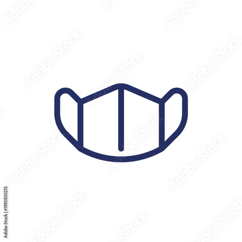 Medical face mask pixel perfect linear ui icon. Protective equipment. Disease prevention. GUI, UX design. Outline isolated user interface element for app and web. Editable stroke. Arial font used