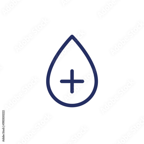 Positive blood type pixel perfect linear ui icon. Laboratory test. Blood transfusion. GUI, UX design. Outline isolated user interface element for app and web. Editable stroke. Arial font used