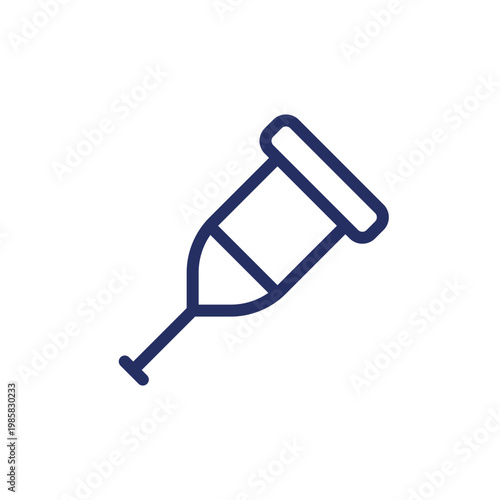 Crutch pixel perfect linear ui icon. Orthopedic device. Injured leg support. Rehabilitation. GUI, UX design. Outline isolated user interface element for app and web. Editable stroke. Arial font used