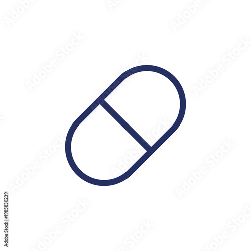 Capsule pixel perfect linear ui icon. Oral medication. Pill prescript. Remedy in shell. GUI, UX design. Outline isolated user interface element for app and web. Editable stroke. Arial font used