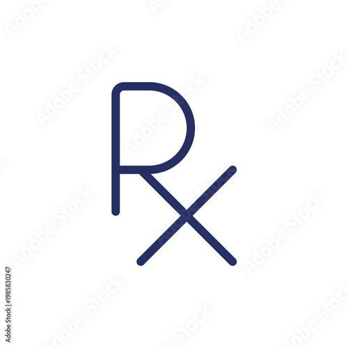 Prescription symbol pixel perfect linear ui icon. Medical abbreviation. Drug for patient. GUI, UX design. Outline isolated user interface element for app and web. Editable stroke. Arial font used