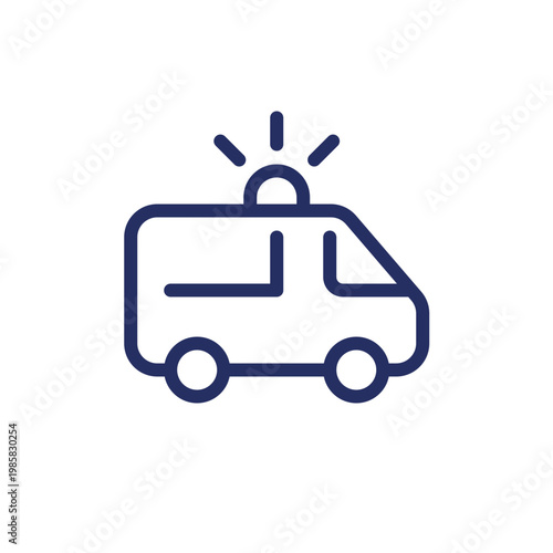 Ambulance pixel perfect linear ui icon. Urgent medical help. First aid. EMS vehicle. GUI, UX design. Outline isolated user interface element for app and web. Editable stroke. Arial font used