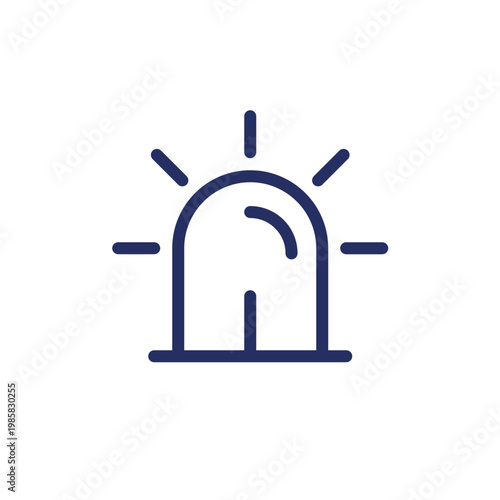 Siren pixel perfect linear ui icon. Emergency vehicle lighting. Warning signal. Ambulance. GUI, UX design. Outline isolated user interface element for app and web. Editable stroke. Arial font used