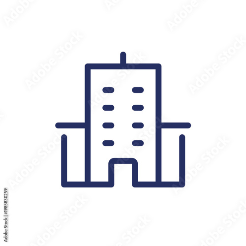Hospital building pixel perfect linear ui icon. Healthcare institution. First aid. GUI, UX design. Outline isolated user interface element for app and web. Editable stroke. Arial font used