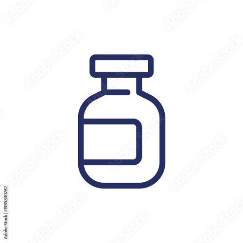 Medication bottle pixel perfect linear ui icon. Drug package. Liquid remedy and solid tablets. GUI, UX design. Outline isolated user interface element for app and web. Editable stroke. Arial font used