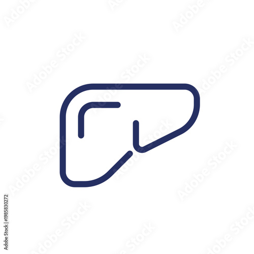 Liver pixel perfect linear ui icon. Internal human body organ. Checkup of digestive system. GUI, UX design. Outline isolated user interface element for app and web. Editable stroke. Arial font used