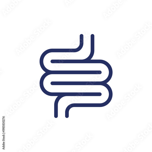 Intestine pixel perfect linear ui icon. Body organ. Checkup of bowel. Gastrointestinal tract. GUI, UX design. Outline isolated user interface element for app and web. Editable stroke. Arial font used