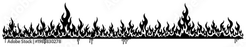 Fire flame horizontal border with dripping paint in urban street art style
