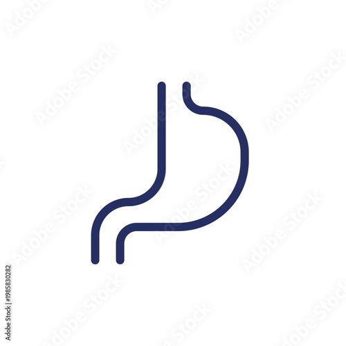 Stomach pixel perfect linear ui icon. Digestive system checkup. Gastrointestinal tract. GUI, UX design. Outline isolated user interface element for app and web. Editable stroke. Arial font used