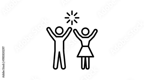 Couple Celebrating Success or Achievement Reaching for the Sun