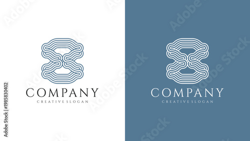 Modern Abstract Letter S or X Line art  Logo with Interlocking Lines for Corporate Identity Branding