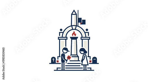 Romantic Couple at Monument with Eternal Flame