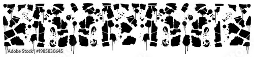 Abstract geometric pattern border with ink drips and splatters in urban stencil style