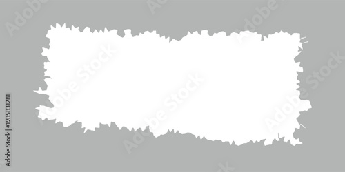 Torn paper frame background. White blank sheet wallpaper with jagged edges. Ripped grunge element bundle for poster, text box, banner.