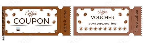 Coffee coupons set, coffee voucher set, free coffee, free espresso
