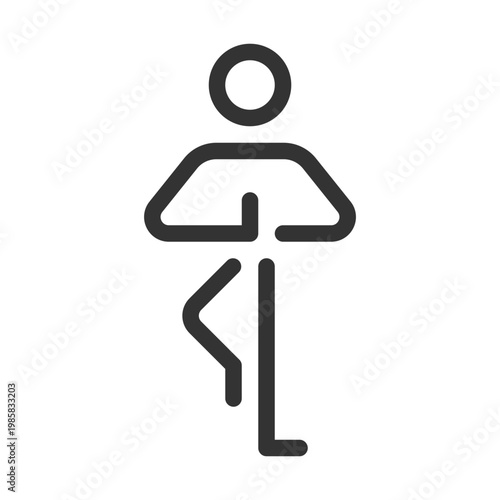 Tree pose pixel perfect linear ui icon. Yoga pose. Balancing asana. Healthy lifestyle. GUI, UX design. Outline isolated user interface element for app and web. Editable stroke. Arial font used