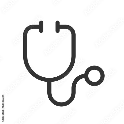 Stethoscope pixel perfect linear ui icon. Medical instrument. Doctor appointment. Health. GUI, UX design. Outline isolated user interface element for app and web. Editable stroke. Arial font used