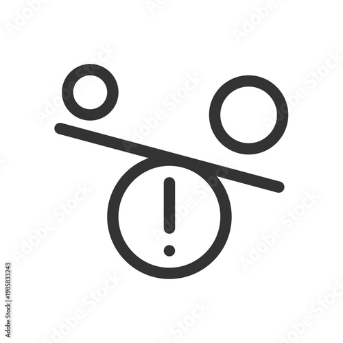Imbalance pixel perfect linear ui icon. Contrasting objects. Discrimination and inequality. GUI, UX design. Outline isolated user interface element for app and web. Editable stroke. Arial font used