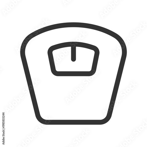 Bathroom scales pixel perfect linear ui icon. Weight management. Dieting. Measuring device. GUI, UX design. Outline isolated user interface element for app and web. Editable stroke. Arial font used