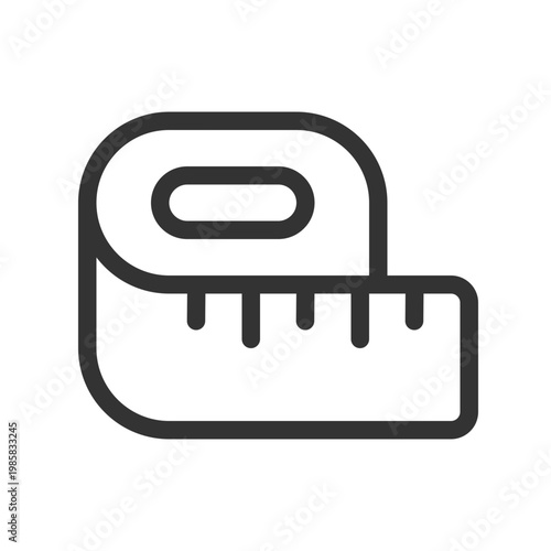 Tape line pixel perfect linear ui icon. Weight loss. Measuring waist. Tailoring instrument. GUI, UX design. Outline isolated user interface element for app and web. Editable stroke. Arial font used
