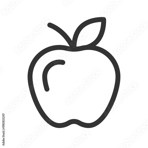 Apple pixel perfect linear ui icon. Delicious and sweet fruit. Healthy food. Fresh product. GUI, UX design. Outline isolated user interface element for app and web. Editable stroke. Arial font used