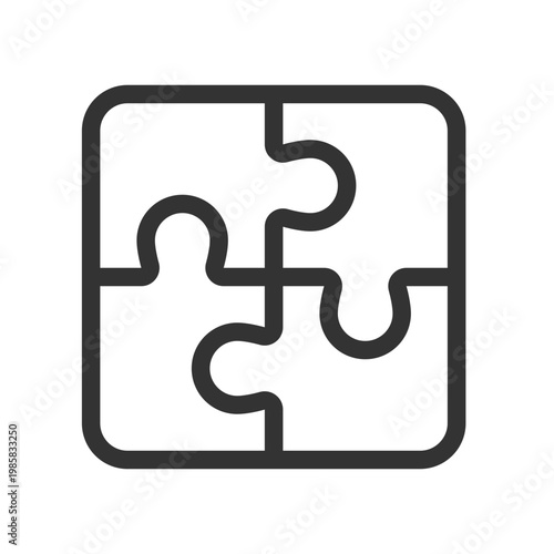 Puzzle pixel perfect linear ui icon. Team cooperation. Idea and solution. Business planning. GUI, UX design. Outline isolated user interface element for app and web. Editable stroke. Arial font used