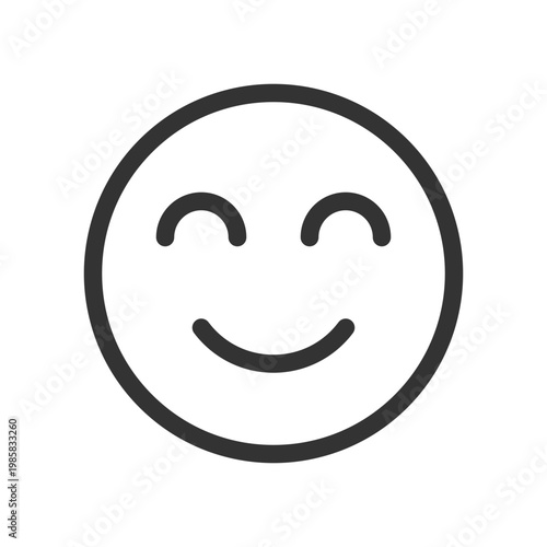 Contented emoji pixel perfect linear ui icon. Pleased and relaxed. Optimistic mood. GUI, UX design. Outline isolated user interface element for app and web. Editable stroke. Arial font used