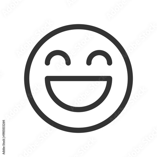 Laughing emoji pixel perfect linear ui icon. Feelings expression. Online communication. GUI, UX design. Outline isolated user interface element for app and web. Editable stroke. Arial font used