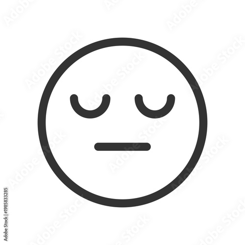 Sleepy face emoji pixel perfect linear ui icon. Indifferent emotion. Feelings expression. GUI, UX design. Outline isolated user interface element for app and web. Editable stroke. Arial font used
