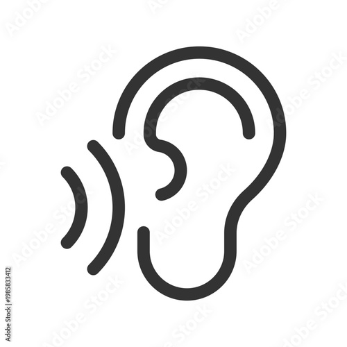 Listen pixel perfect linear ui icon. Translator feature. Hear translation. Text spoken aloud. GUI, UX design. Outline isolated user interface element for app and web. Editable stroke. Arial font used