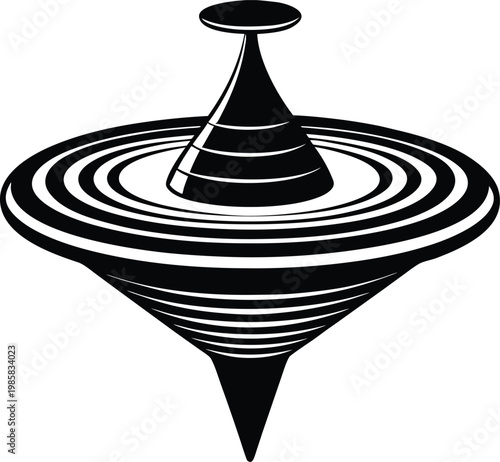 The intricate design of a spinning top resembling a futuristic gyroscope or vortex structure Vector, illustration