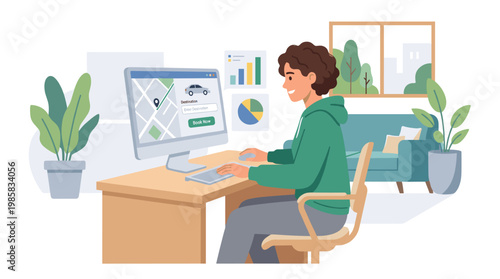 Portrait of a Focused Professional Working at Computer.