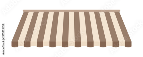カフェ風の茶色いシンプルなストライプの屋根の装飾 - お店やブースのオーニングのデザインパーツ素材