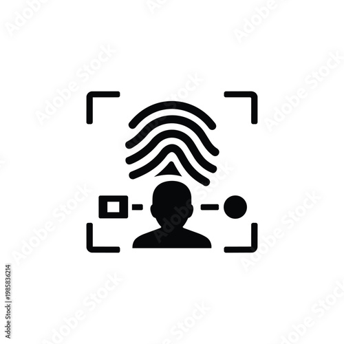Biometric scan icon for sustainability and green energy, biometric scan smart identity symbol in black and white vector