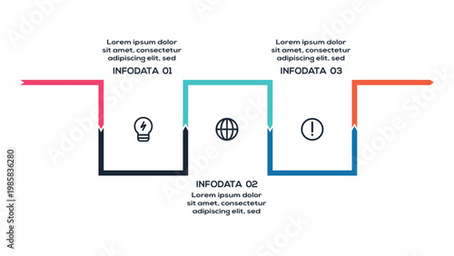 Next Level Infographics infographic with 3 steps, options, parts or processes. Template for web 