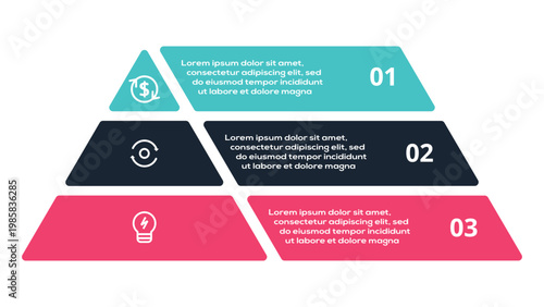 Next Level Infographics infographic with 3 steps, options, parts or processes. Template for web 