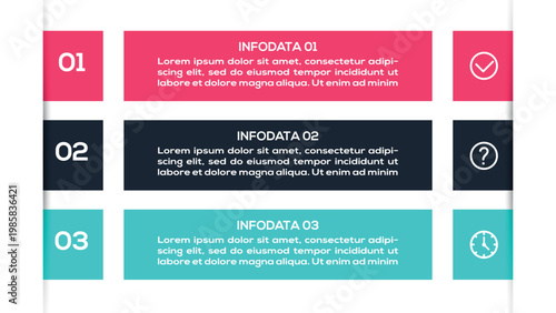 Next Level Infographics infographic with 3 steps, options, parts or processes. Template for web 
