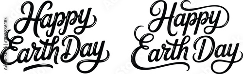 Handwritten script lettering Happy Earth Day typography design for environmental awareness global holiday events banners and social posts