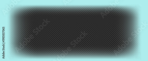 Ice blue vignette with soft cyan glow on dark background. Clean radiant light spot and blurred frame for winter atmosphere and professional medical or tech design