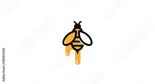 Cute Bee Dripping Honey Icon, Minimalist Design, Vector Art