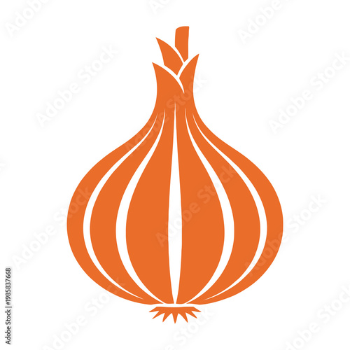 Orange Onion Vegetable Icon Minimalist Flat Design Symbol Isolated on White Background Shape