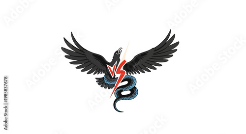 Eagle vs Snake with Lightning Bolt Emblem