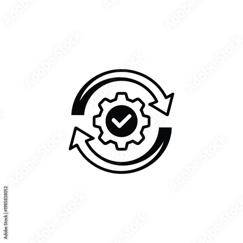 Automation cycle map icon, process update map black and white vector