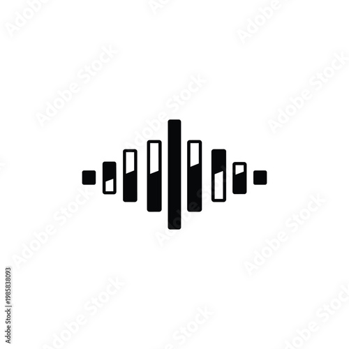 Audio waveform map icon, sound wave map symbol black and white vector