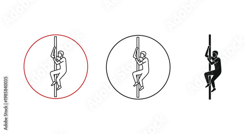 Pole dancer illustration set with different styles and colors available