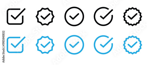 black checkmark icons in different shapes and styles for approval and confirmation green tick symbols for correct and right answers