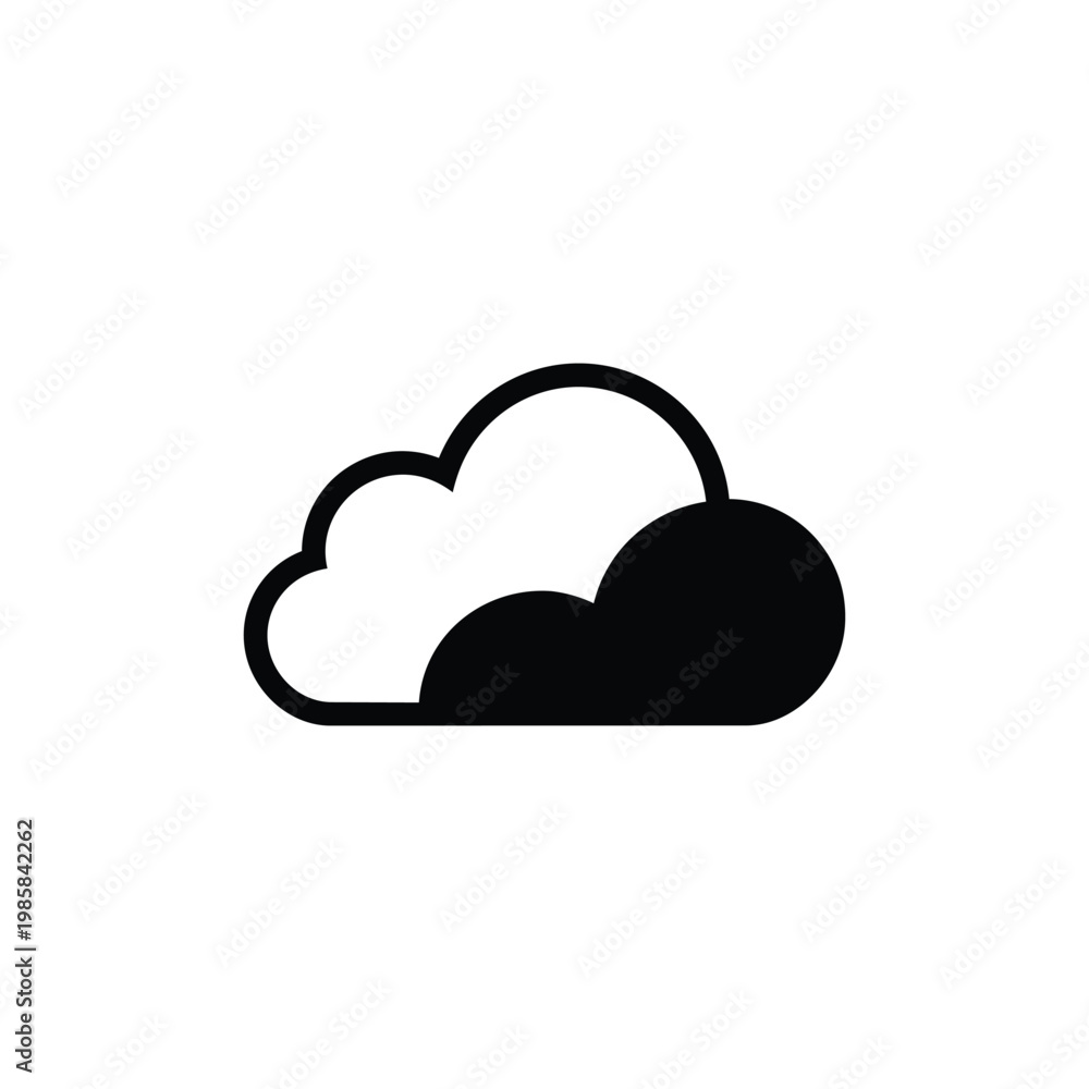 Fototapeta premium Cloud icon, cloud service and cloud computing black and white vector