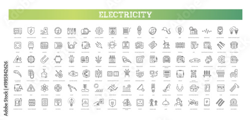 Electrical and Electronics Line Icons Set