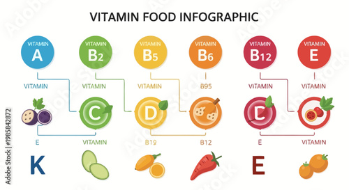 Healthy Diet Essential Nutrients Information Chart Showing Vitamins And Associated Food Sources For Wellness And Vitality