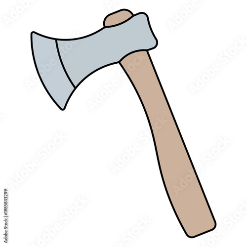 Axe. A tool for splitting firewood with a wooden handle and a steel blade. Color vector illustration. Isolated on white background. Idea for web design.